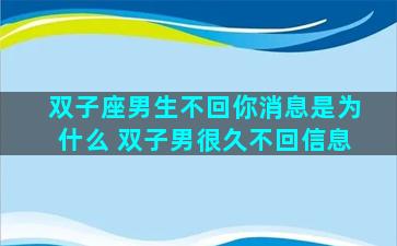 双子座男生不回你消息是为什么 双子男很久不回信息